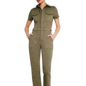 NWT Good American Fit For Success Fern Green Long Sleeve Crop Jumpsuit
